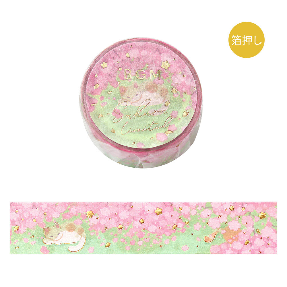 BGM Washi Tape - Foil Stamping - Cherry Blossom - Sunshine - Limited Edition