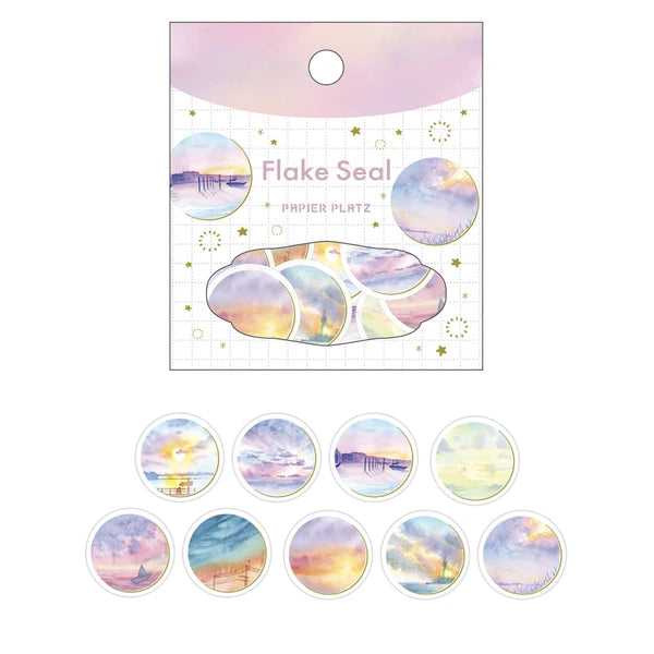 Papier Platz - Awa Flake Stickers - Round Dusk