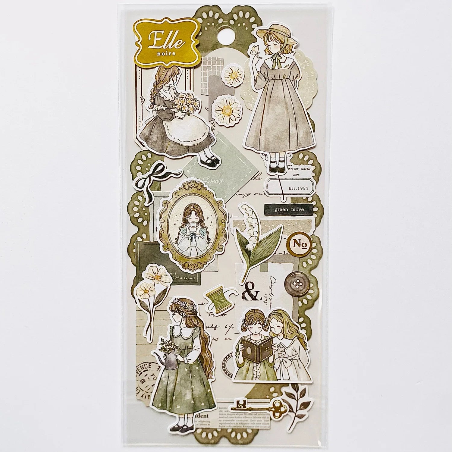 Q-Lia Elle Noire Sticker Sheet - Green