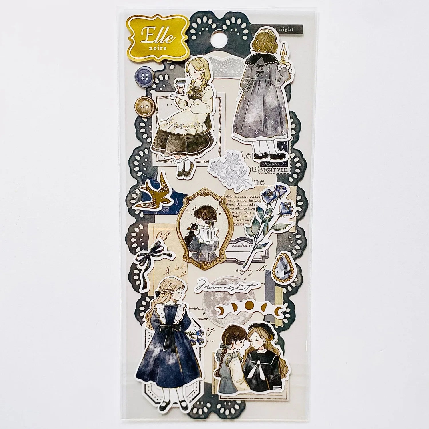 Q-Lia Elle Noire Sticker Sheet - Navy