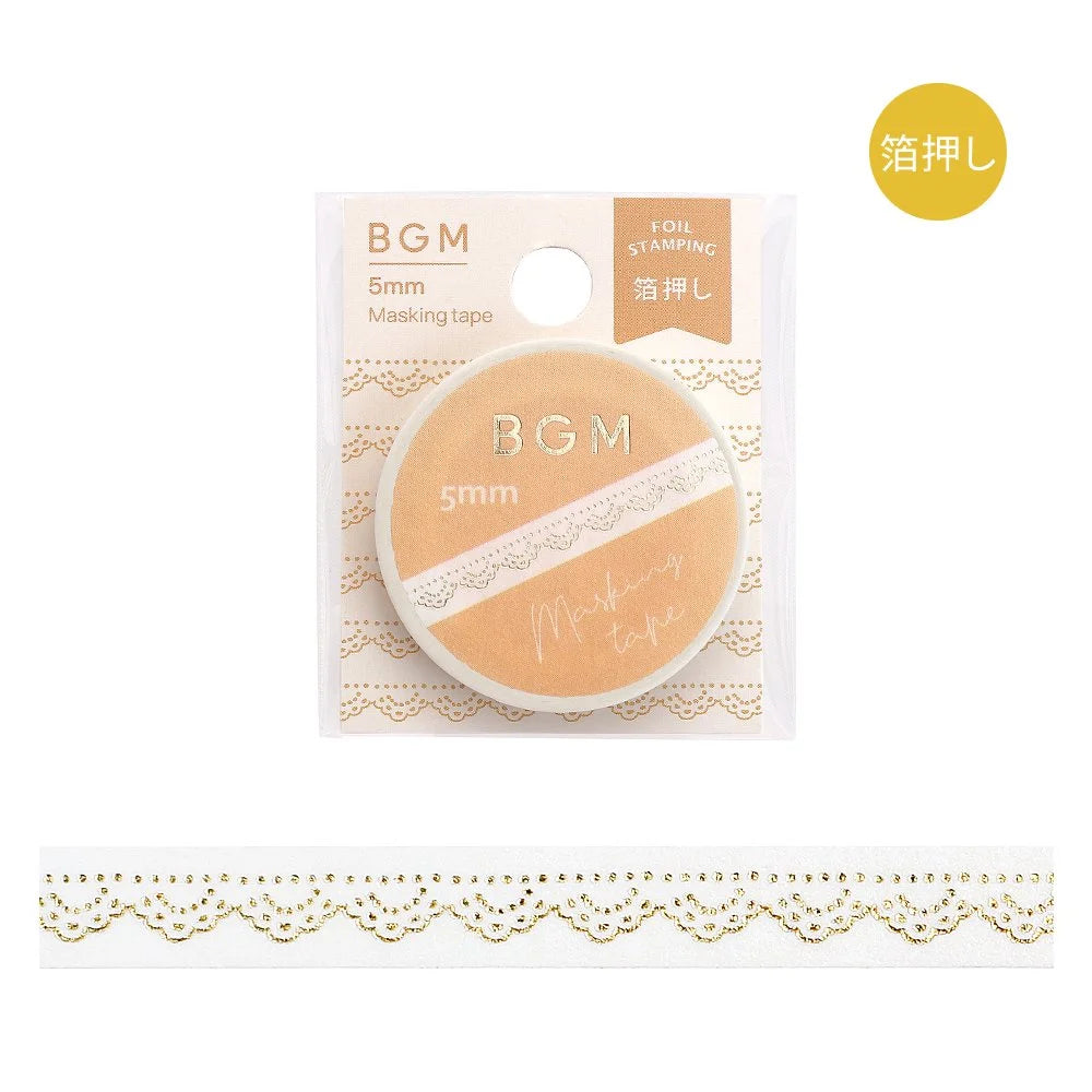 BGM Slim Washi Tape - Foil Stamping Life - 5mm - Gold Lace