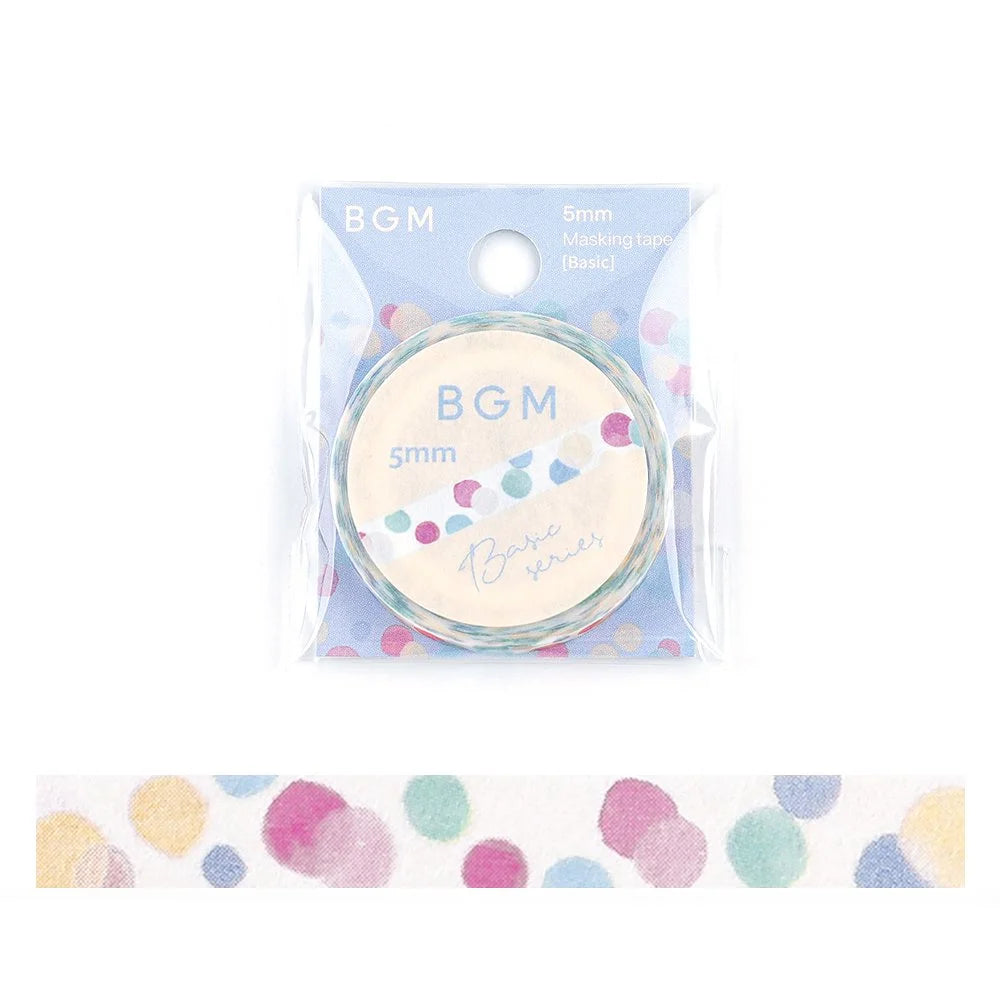 BGM Slim Washi Tape - 5mm - Colorful Polka Dots