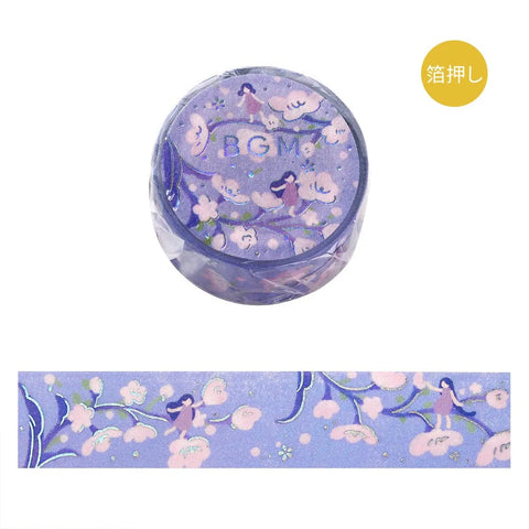 BGM Washi Tape - Foil Stamping - Flower Story - Light Purple