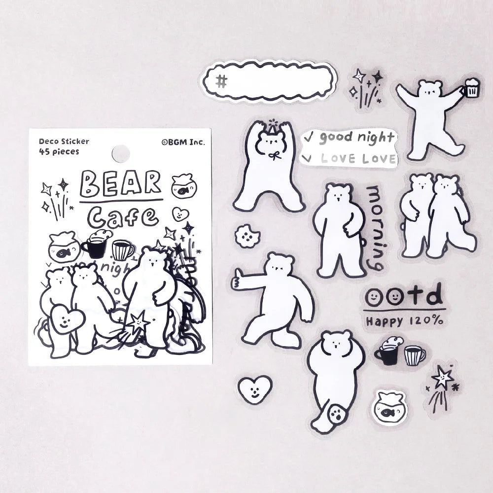 BGM YURUKU IKO-YO! Mixed Flake Sticker - Bear Cafe