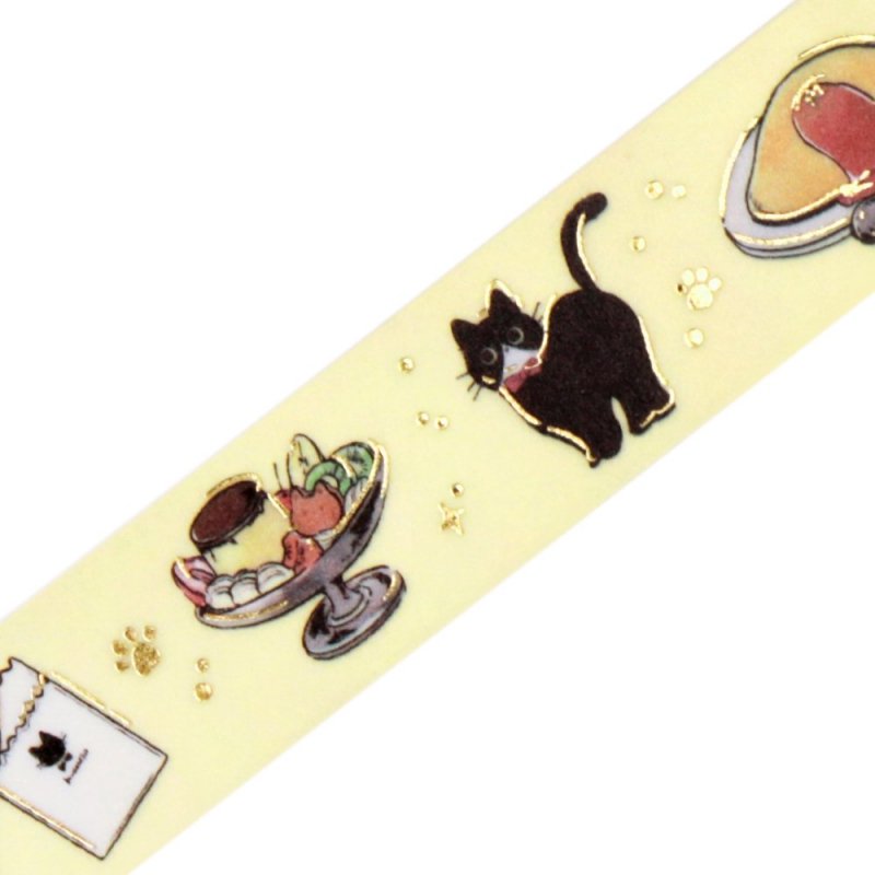 BGM Life Washi Tape - Foil Stamping - Black Cat Cafe