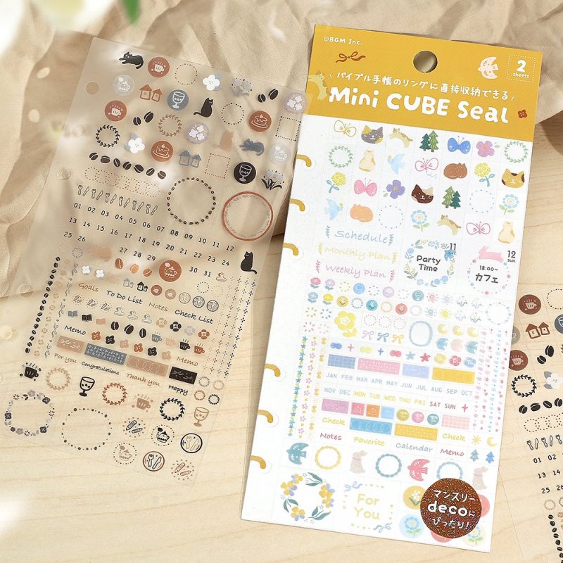 BGM Mini Cube Sticker Sheets - Flowers and Coffee