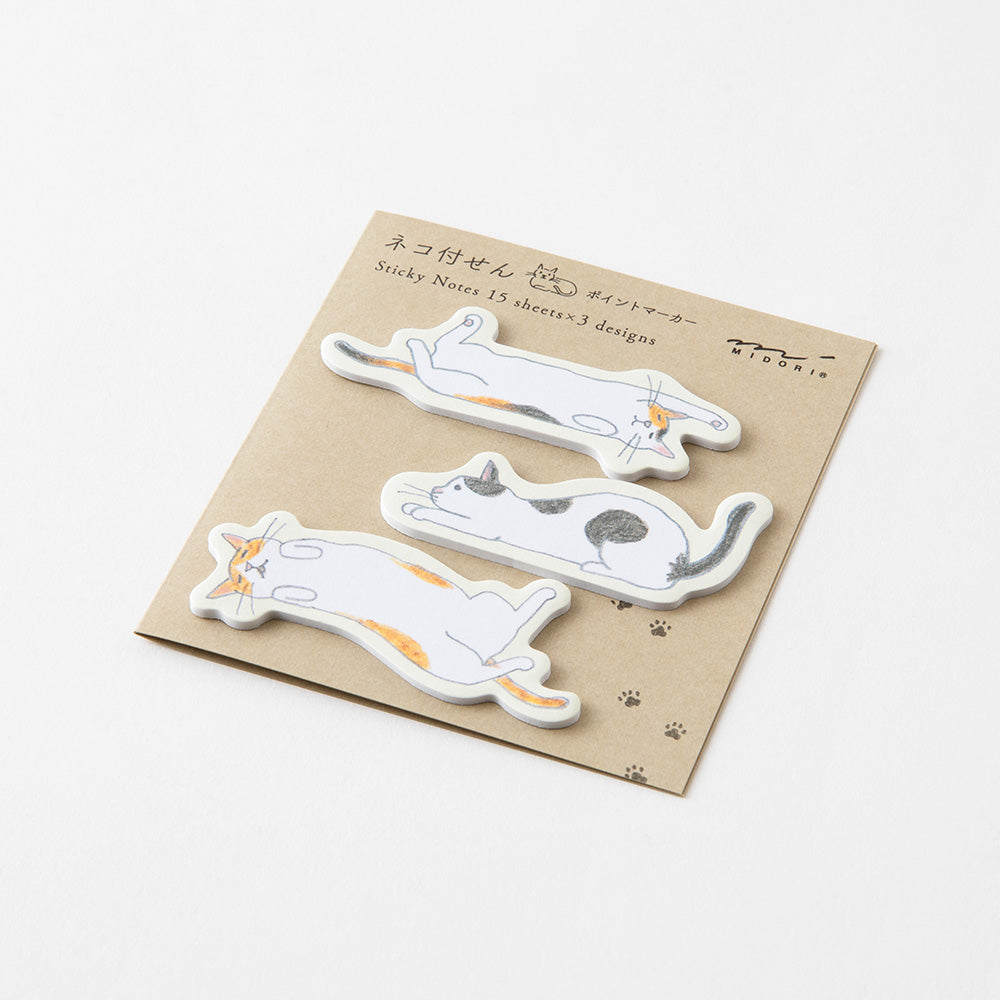 Midori Point Sticky Notes - Cat Stretching