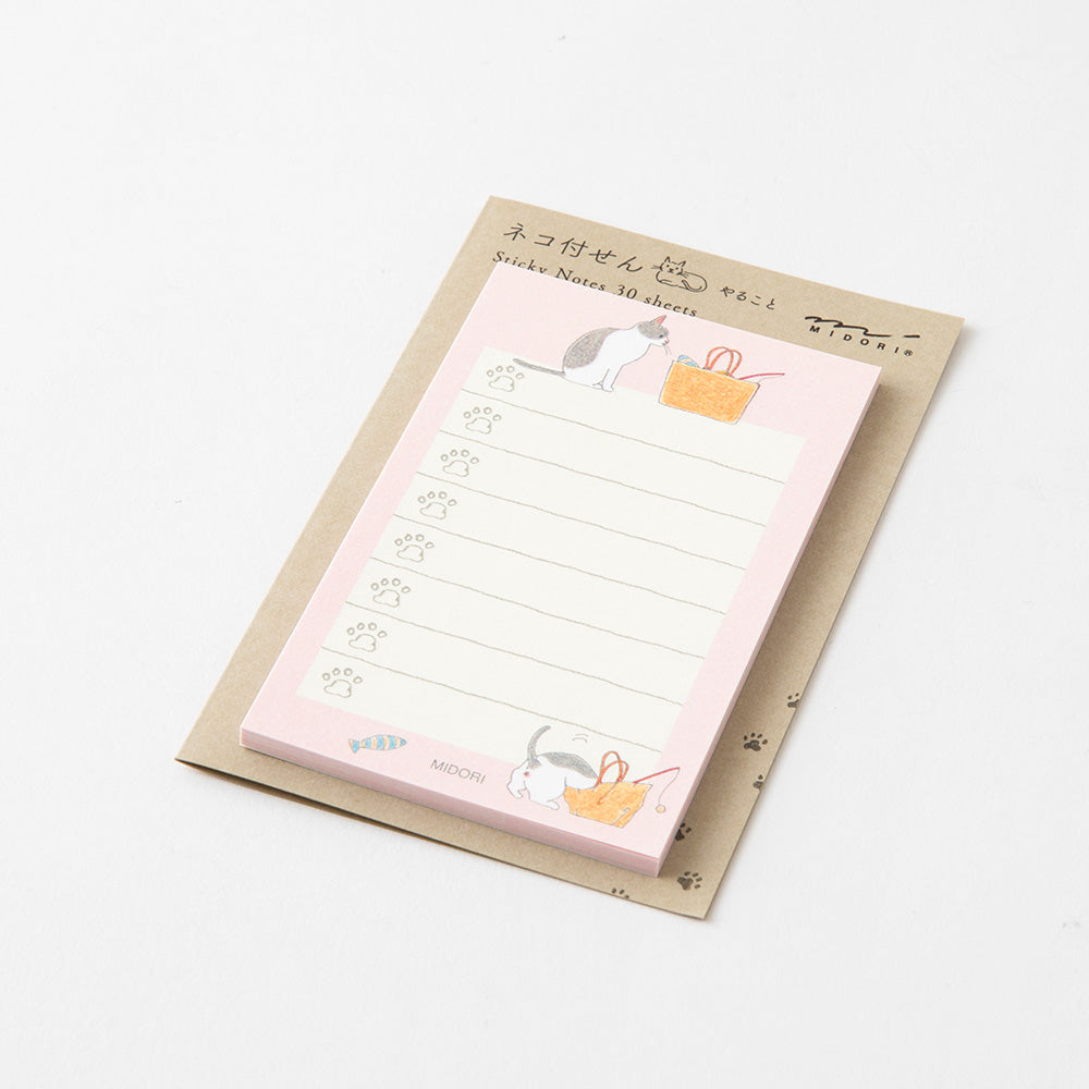 Midori To-do Sticky Notes - Cat - Pink