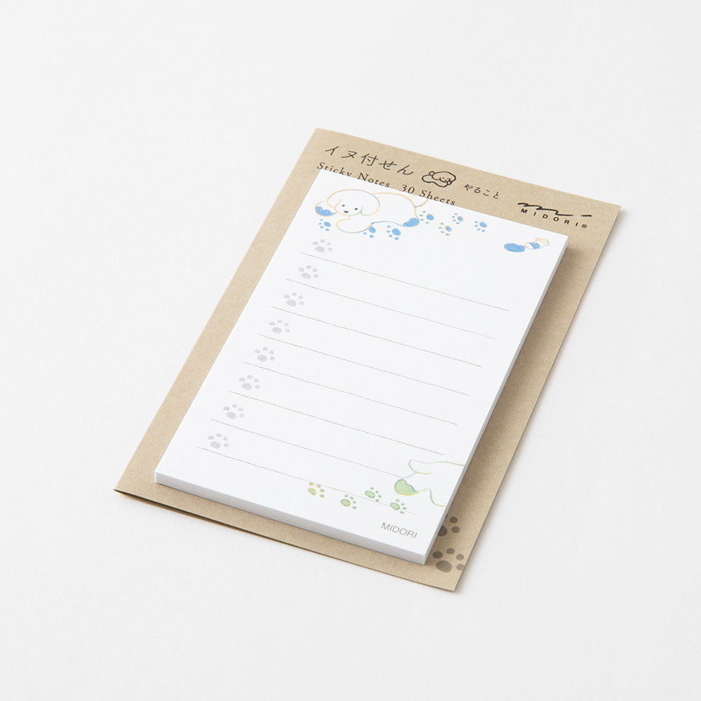 Midori To-do Sticky Notes - Dog - White