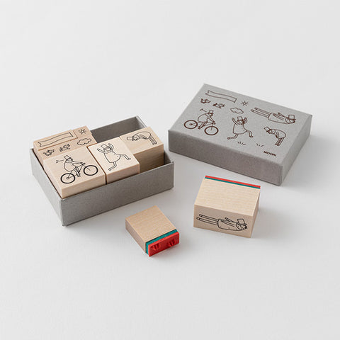 Midori Ojisan 30th Anniversary Wooden Stamp - Set B