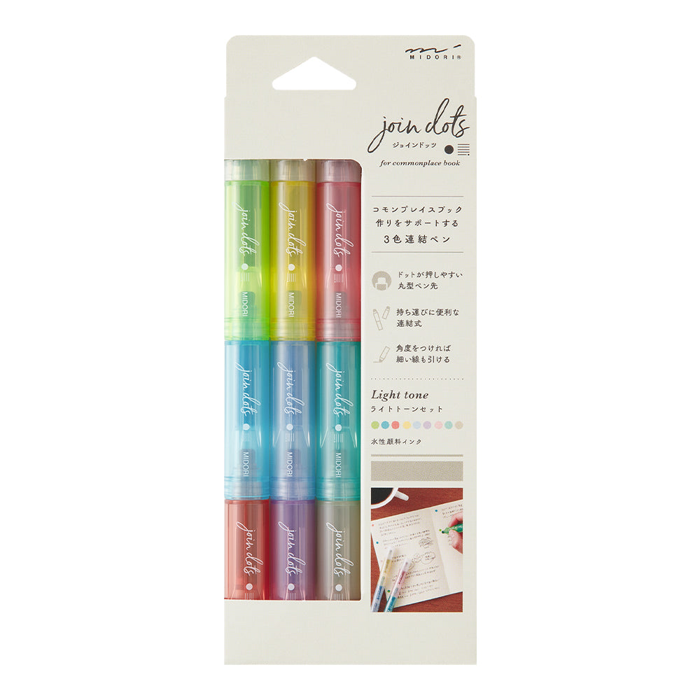 Midori Connecting Pen Join Dots - 3-Pack  Right Tone