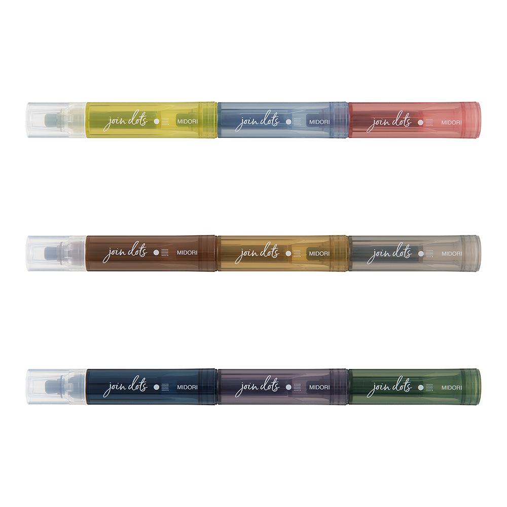 Midori Connecting Pen Join Dots - 3-Pack Grayish Tone