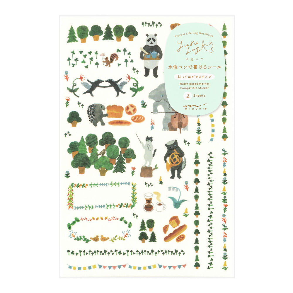 Yuru Log 2 Sheets Sticker - Forest Animals