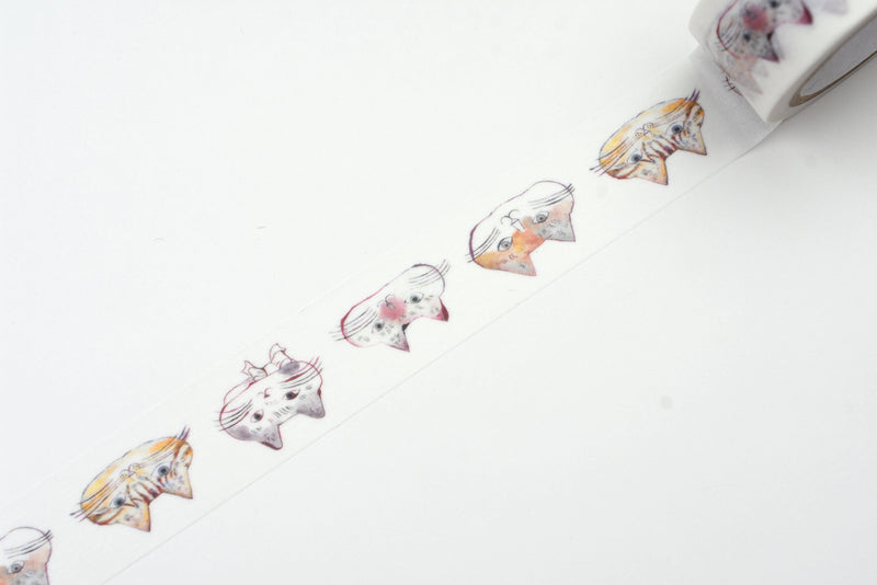 Classiky - Toranekobonbon Washi Tape - Cat Cat Cat - Faces