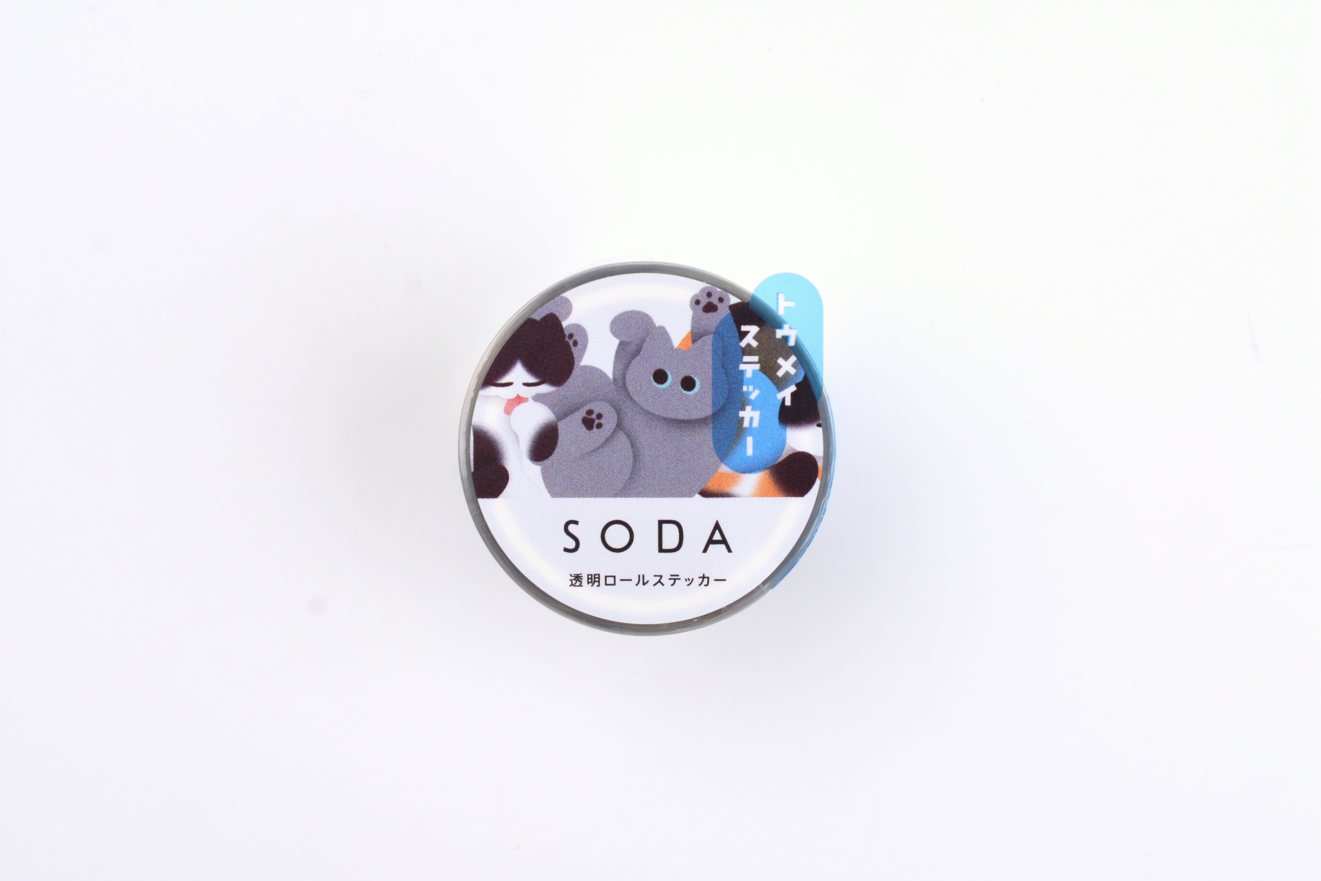 SODA Transparent Masking Tape - Stickers Roll - 30mm - Rolling Cat