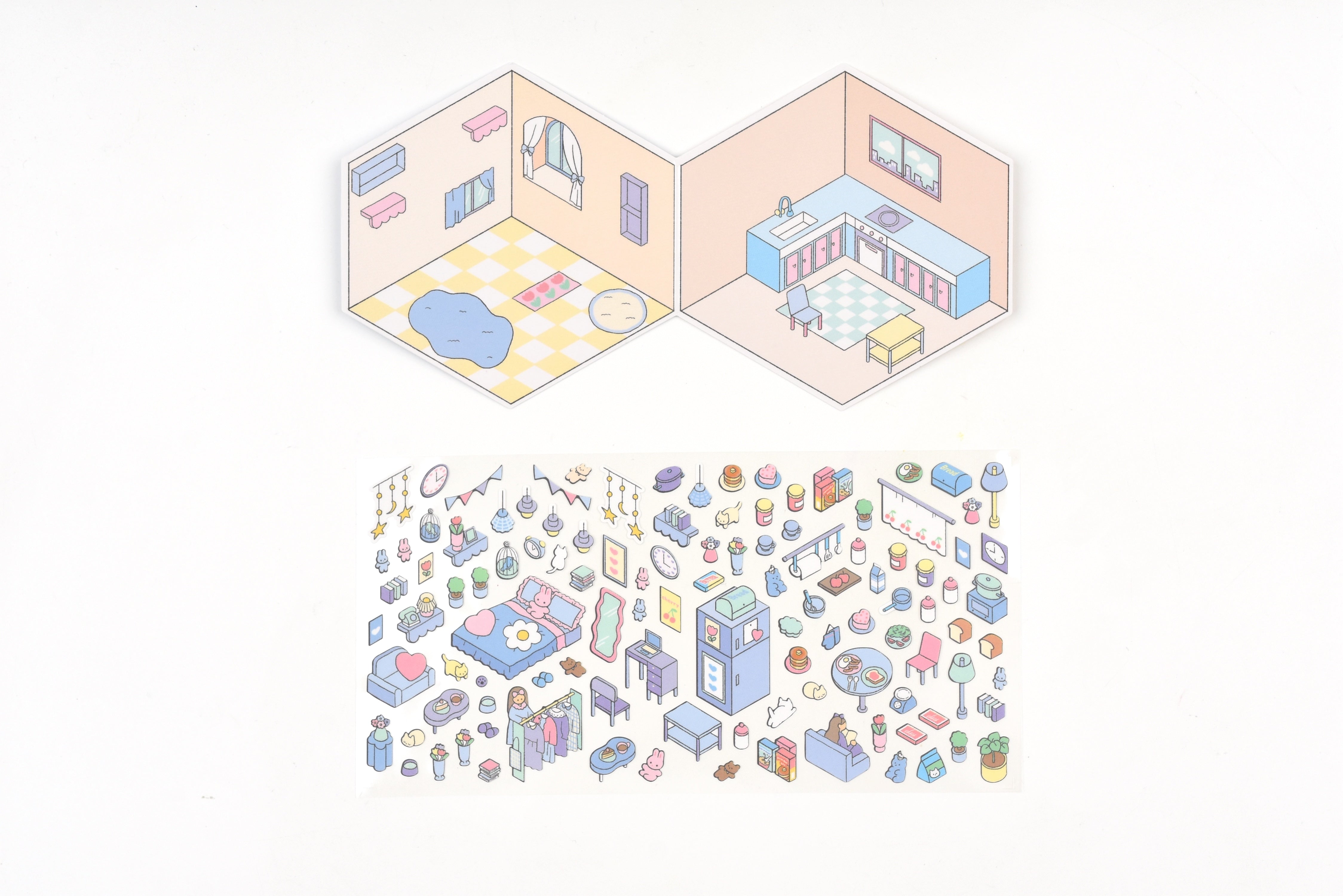 Kamio Room Decoration Sticker Sheet - Small World - Colorful Room