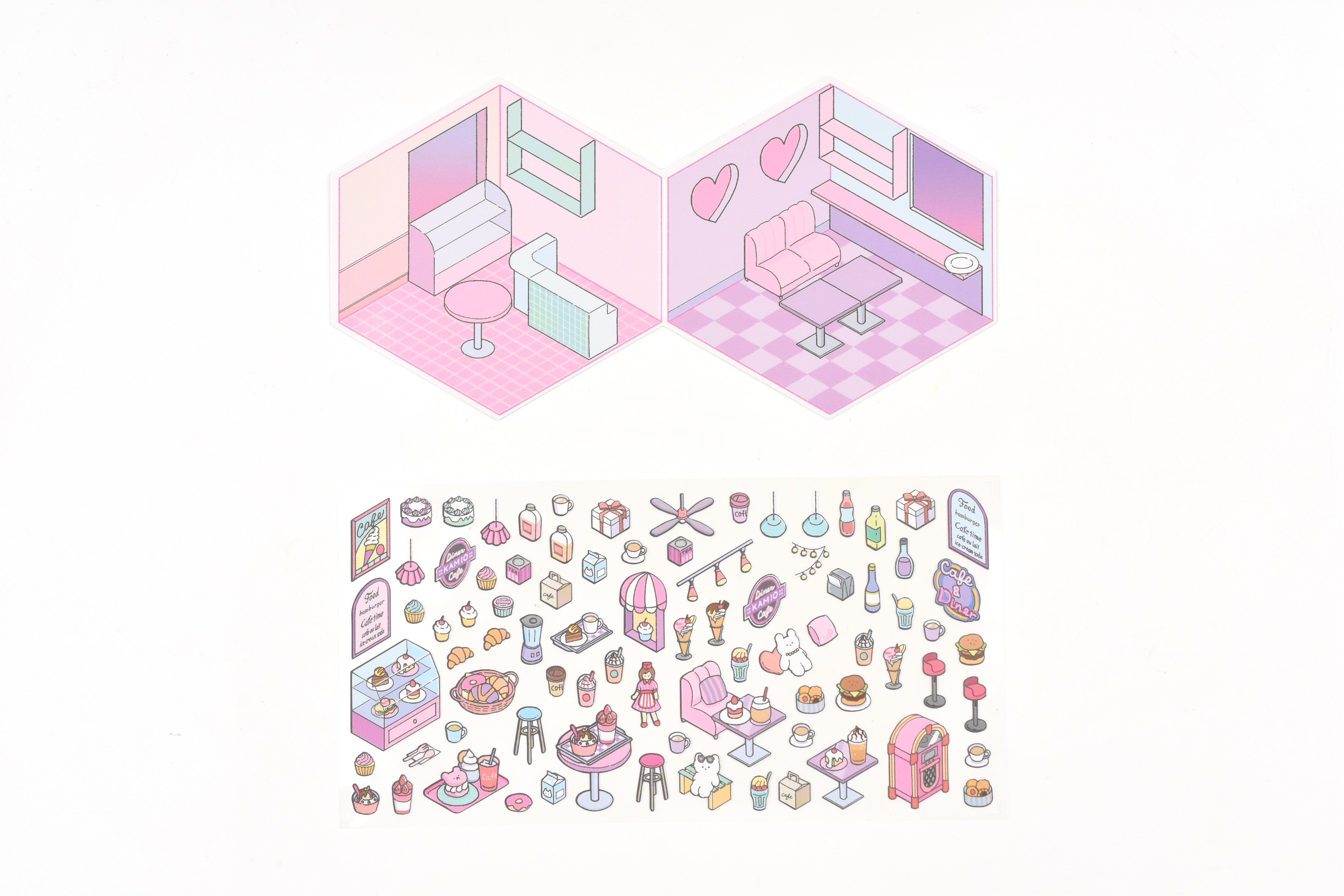 Kamio Room Decoration Sticker Sheet - Small World - Strawberry Cafe