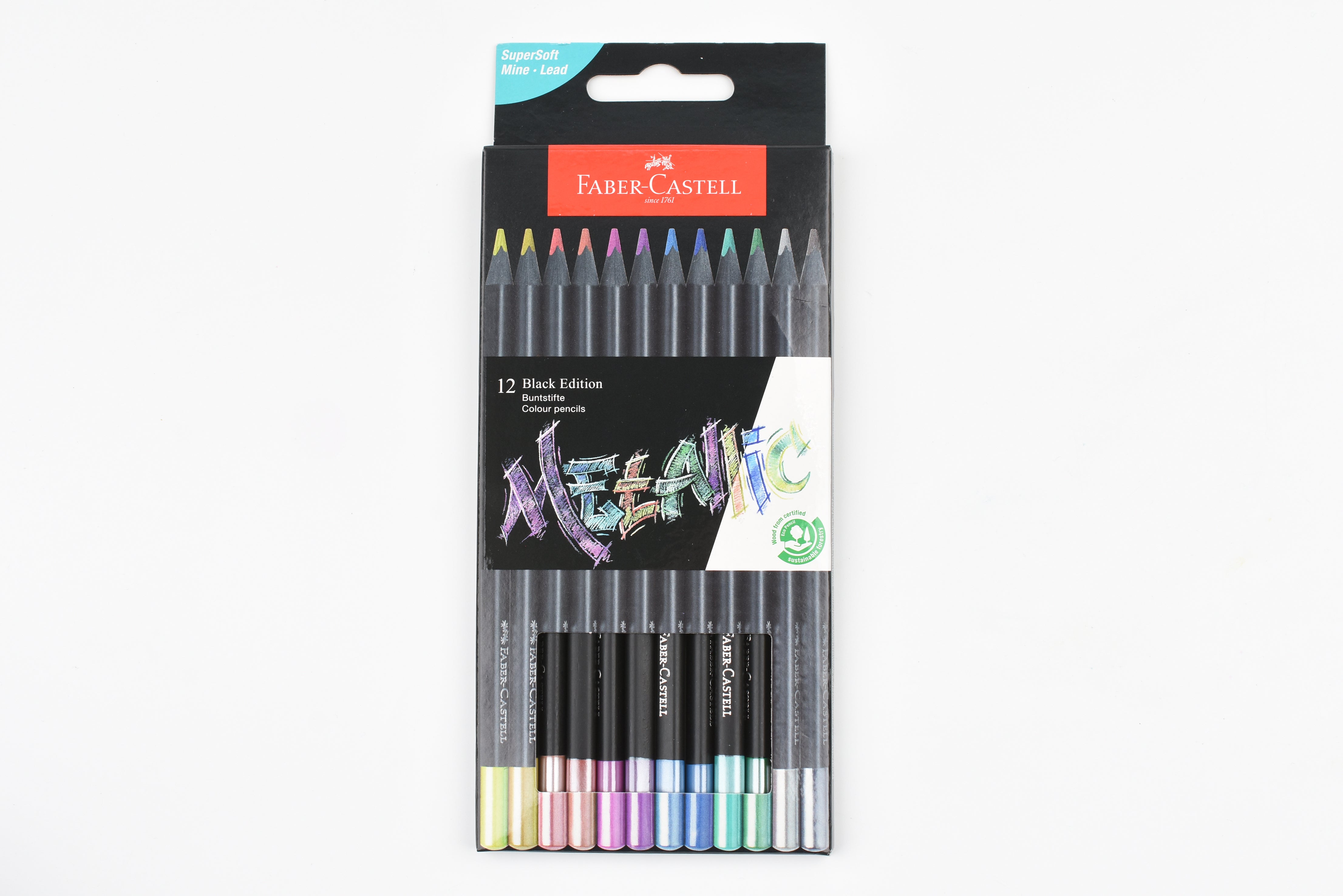 Faber-Castell - Black Edition Metallic Color Pencils - 12 Colors Set