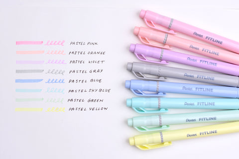 Pentel Fitline Double-Sided Highlighters - Pastels - Set of 8