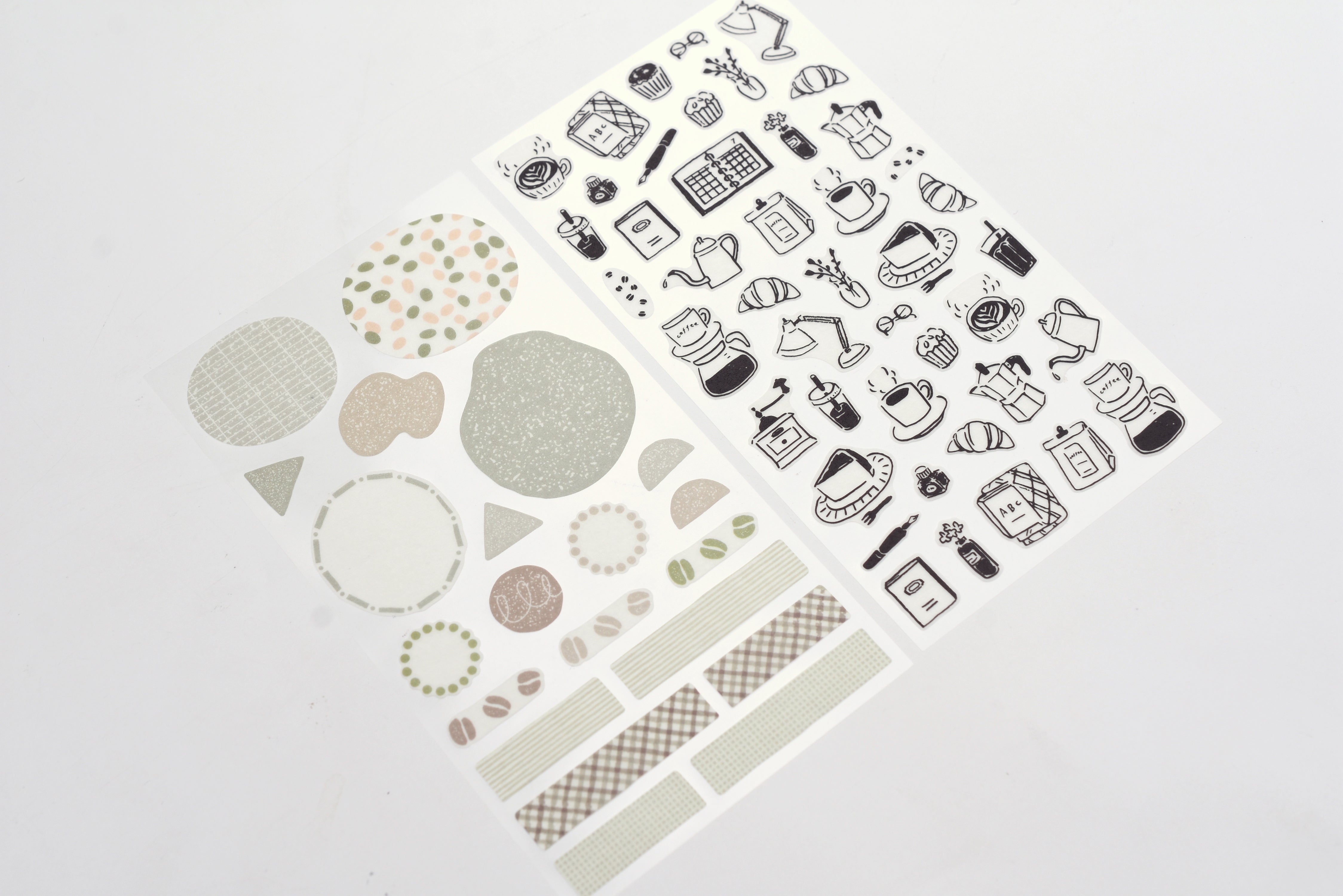 Midori 2 Sheets Planner Sticker - Monotone Cafe