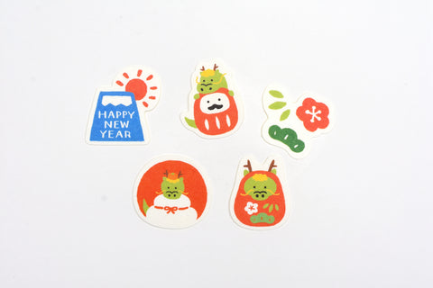 Furukawa Paper New Year Postcard Deco Flake Sticker - Auspicious Dragon