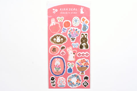 Furukawa Kira Seal Sticker - Flower and Rabbit