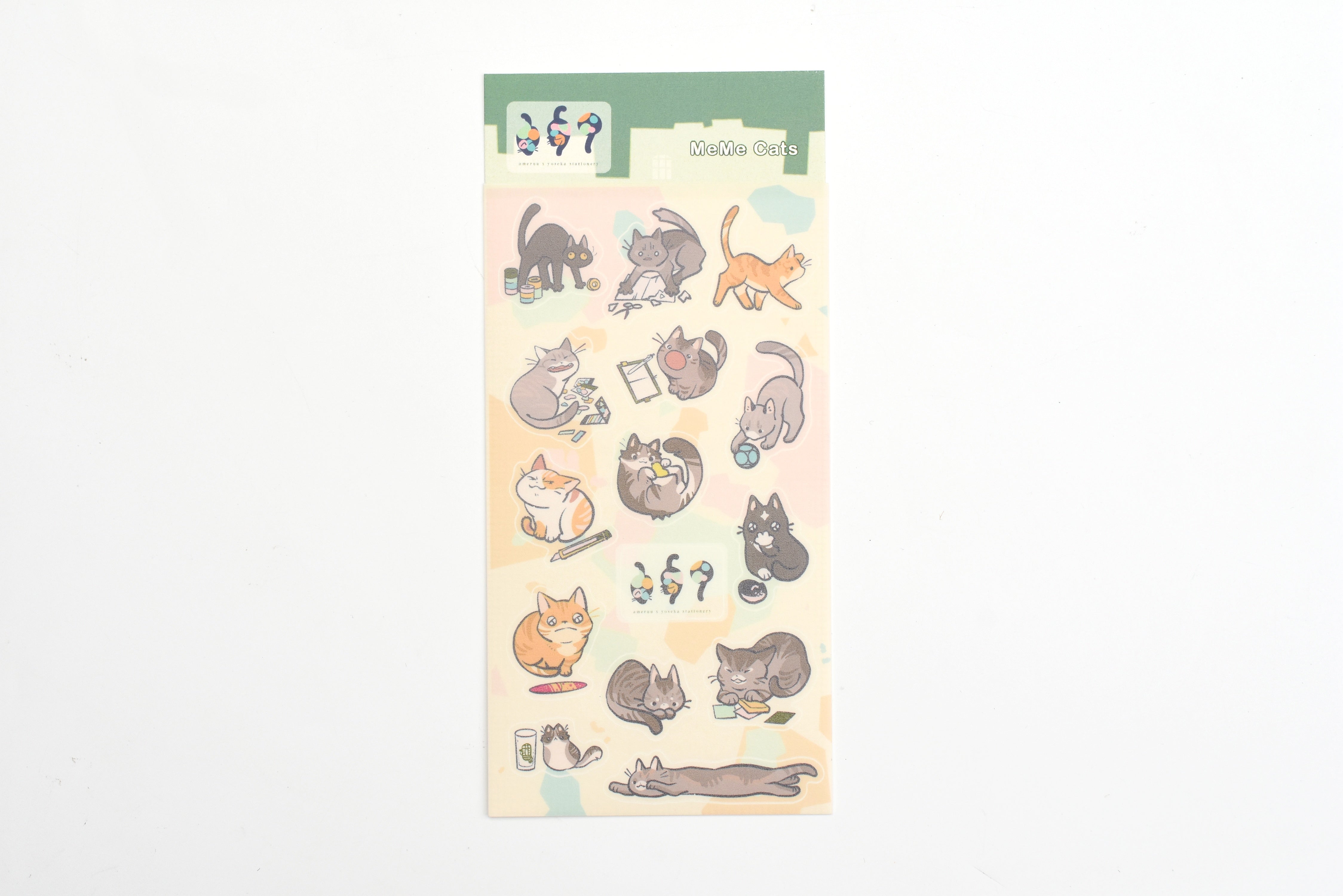 ameruu x Yoseka Stationery - Sticker Sheet - Meme Cats