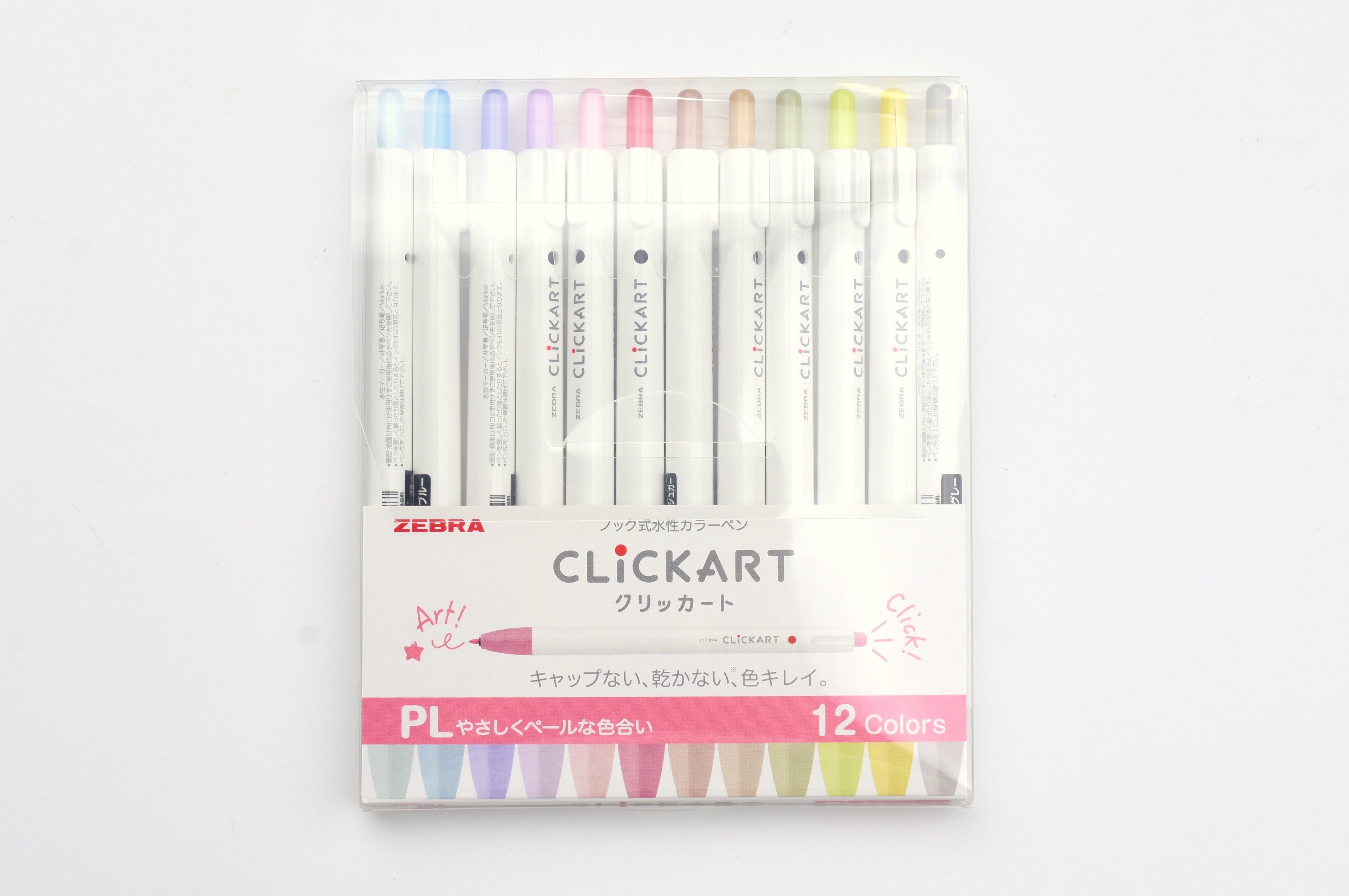 Zebra ClickArt Click Marker - Set of 12 Colors - Pastel