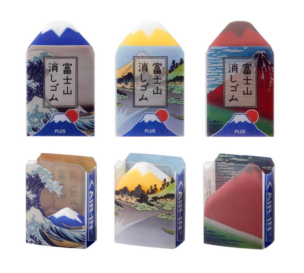 PLUS Mt. Fuji Eraser - Katsushika Hokusai - Set of 3