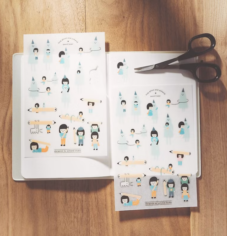 Yohand Studio Print-on Sticker Sheets - Hug Ghost & Pencil