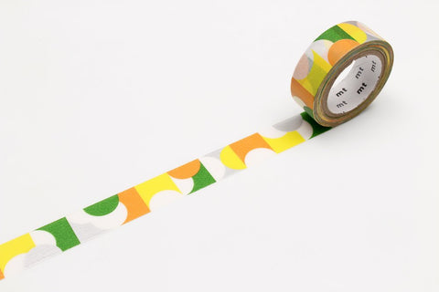 mt Washi Tape - Half Circle Yellow Green