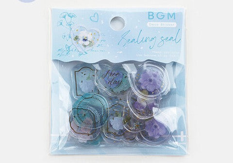 BGM Deco Sticker - Sealing Seal - Flower Jewel Blue