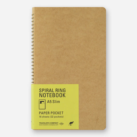 TRAVELER's Company - Spiral Ring Notebook - Paper Pocket - A5 Slim