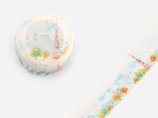 BGM Washi Tape - Watercolor Tokyo Tower