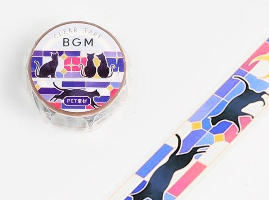 BGM Clear Tape - Stained Glass Black Cat