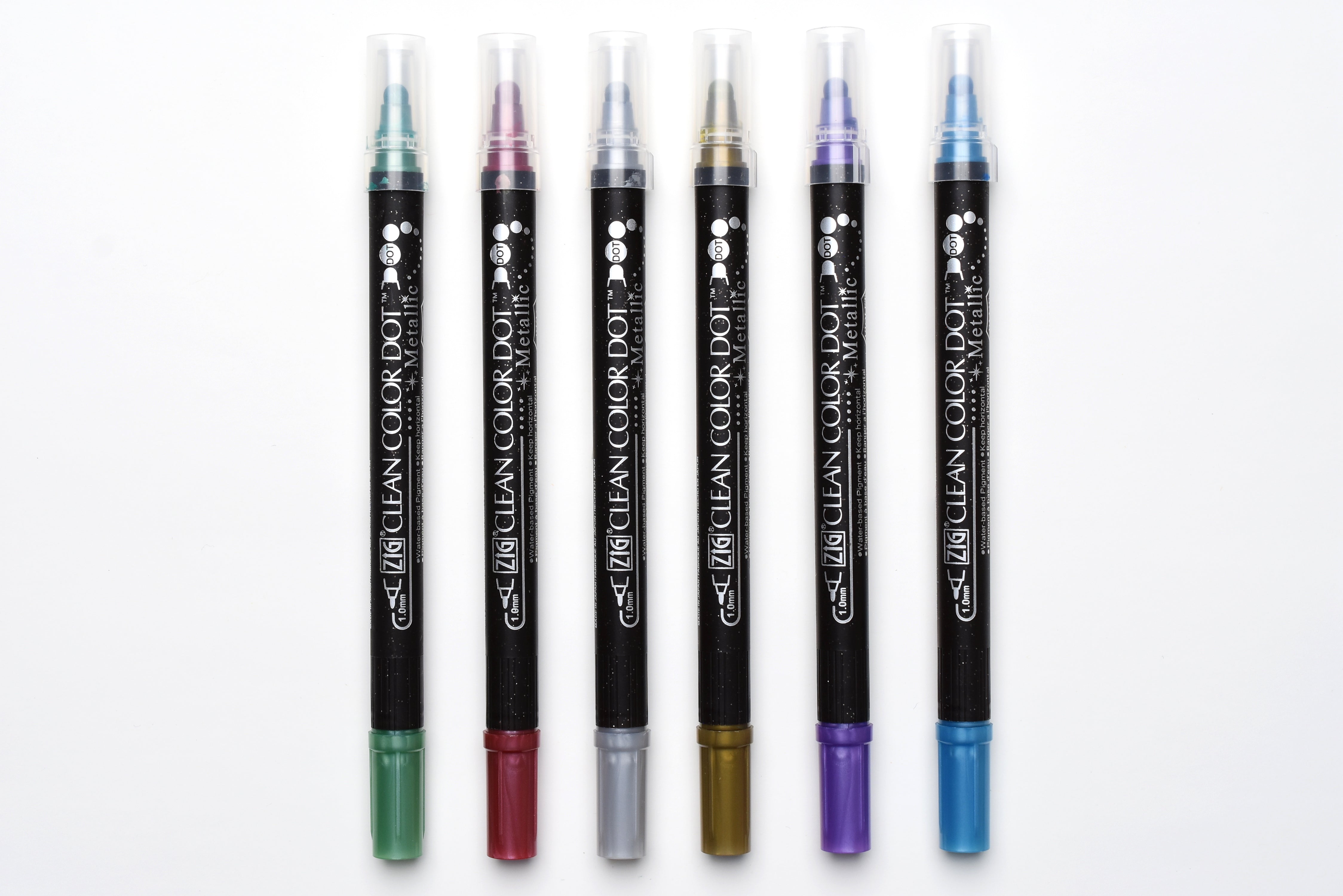 Kuretake ZIG Clean Color Dot Marker - Metallic - Set of 6