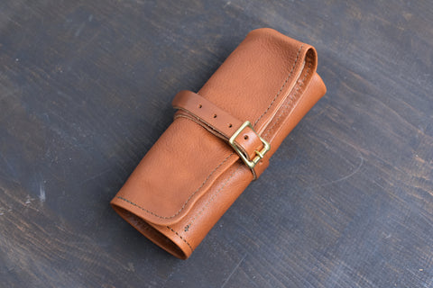 The Superior Labor Leather Roll Pen Case - Light Brown