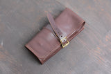 The Superior Labor Leather Roll Pen Case - Dark Brown