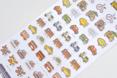 Retro Pixel Art Stickers - Transportation