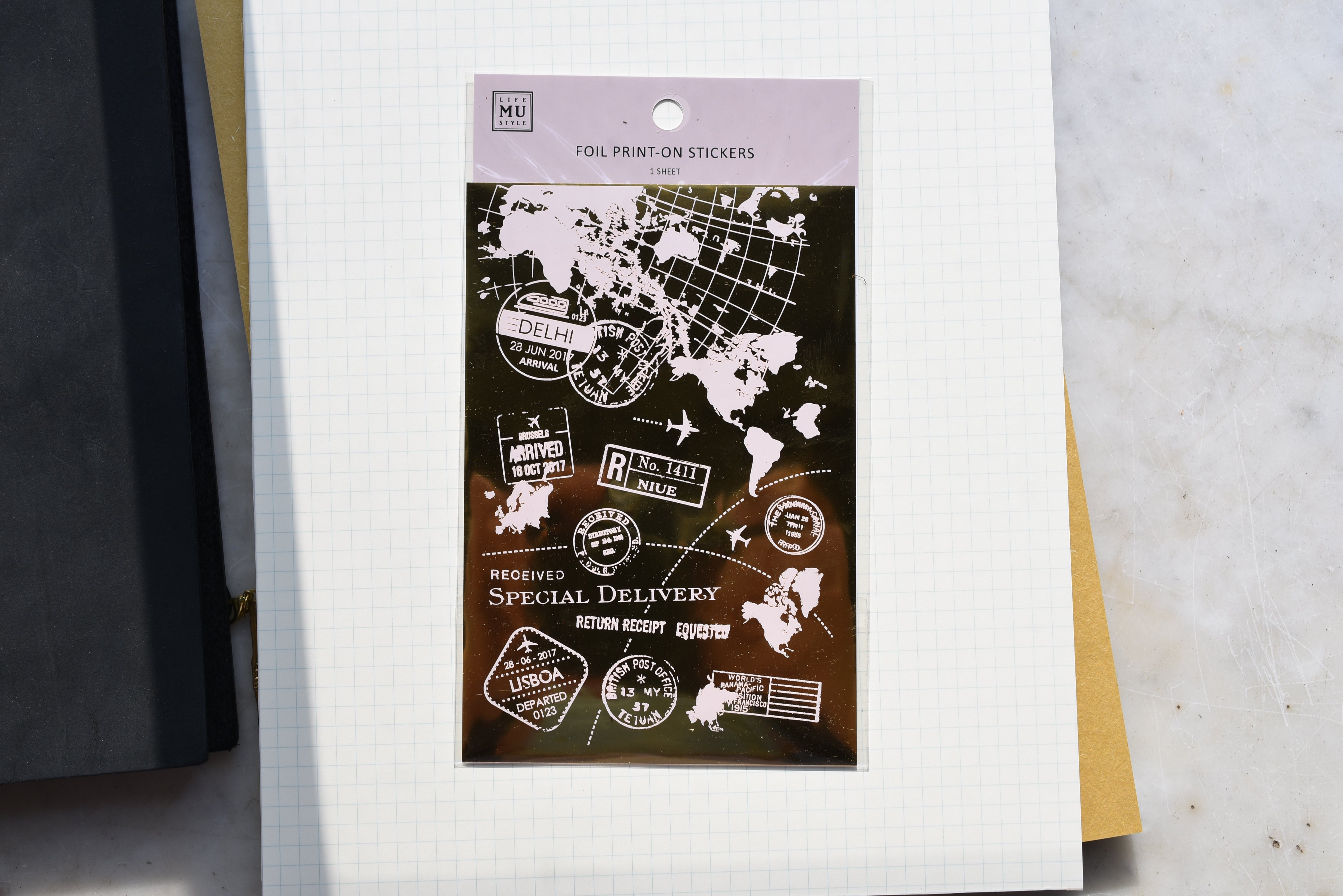 MU Print-On Gold Foil Stickers - Passport Stamps - #6