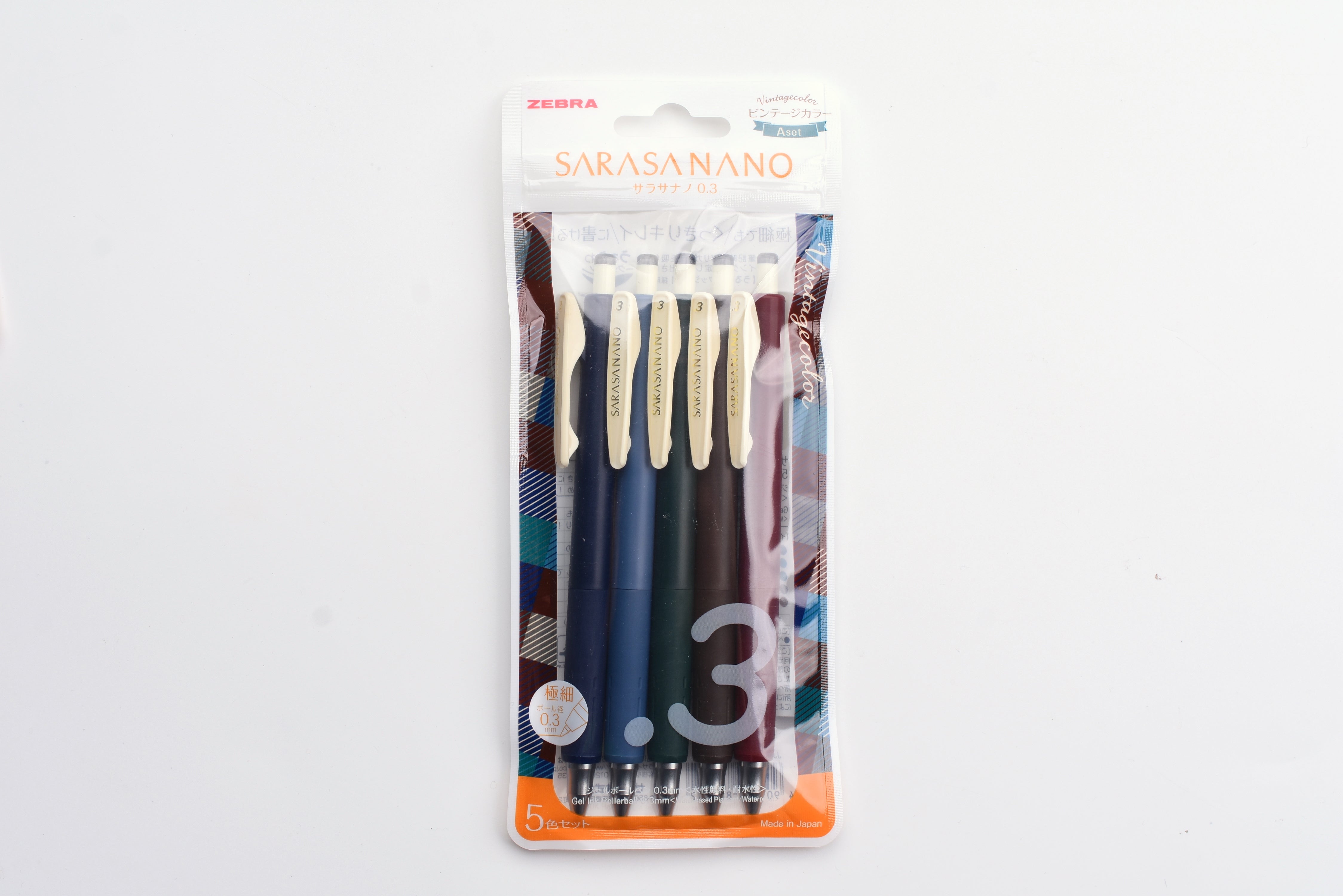 SARASA Nano - Vintage Color - 0.3mm - Set of 5 - A & B