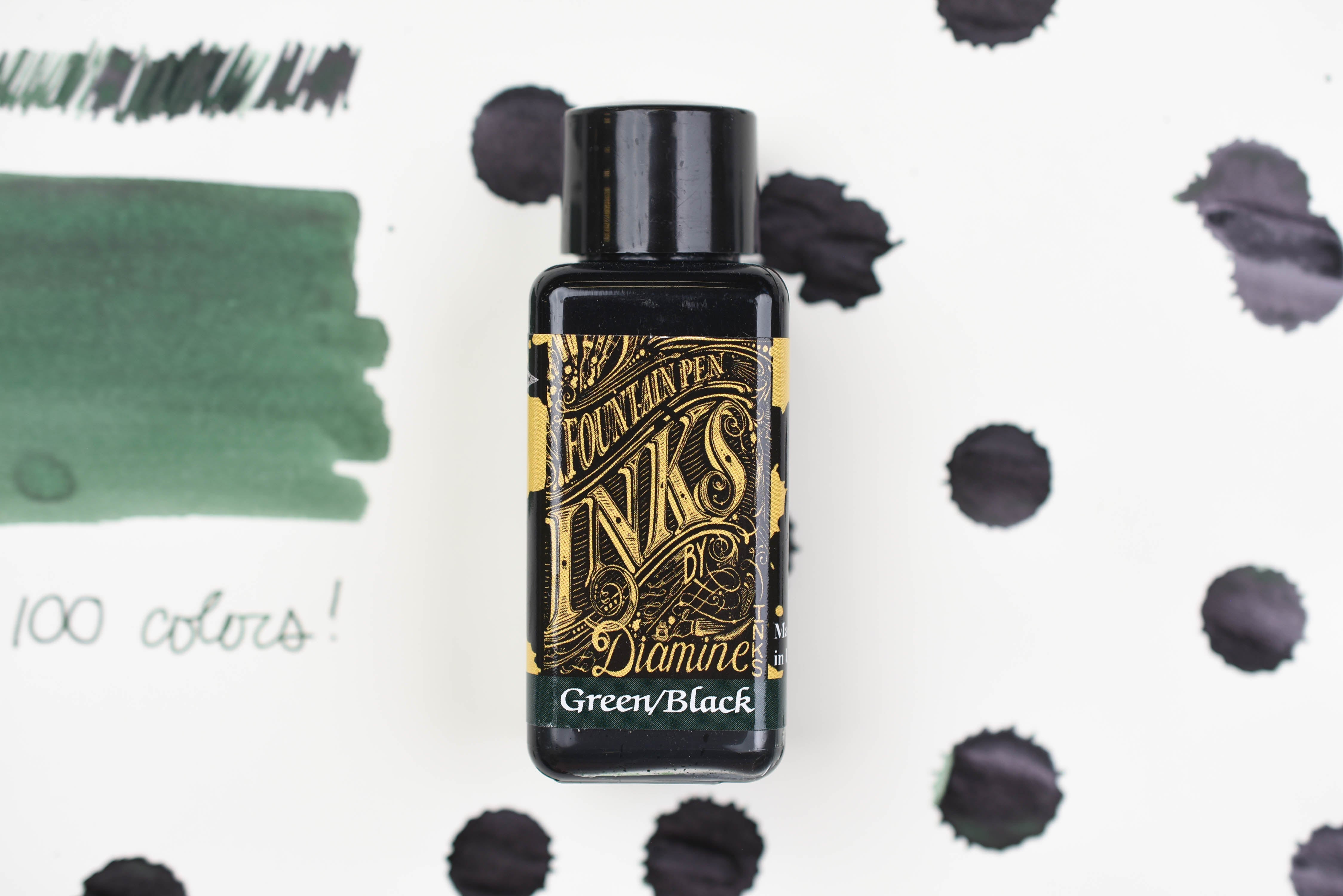 Diamine Fountain Pen Ink - Green/Black - 30mL