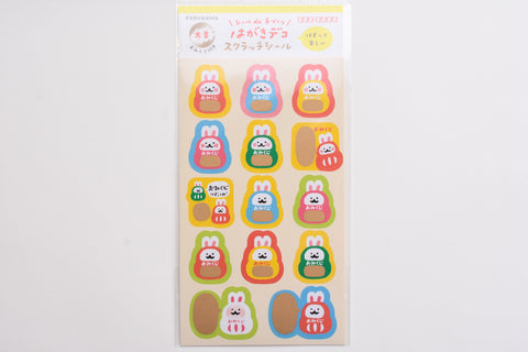 Furukawa Good Luck Scratch Sticker - Daruma Rabbit