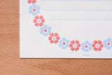 Letterpress Letter Set - Flower Frame Pattern Light Blue