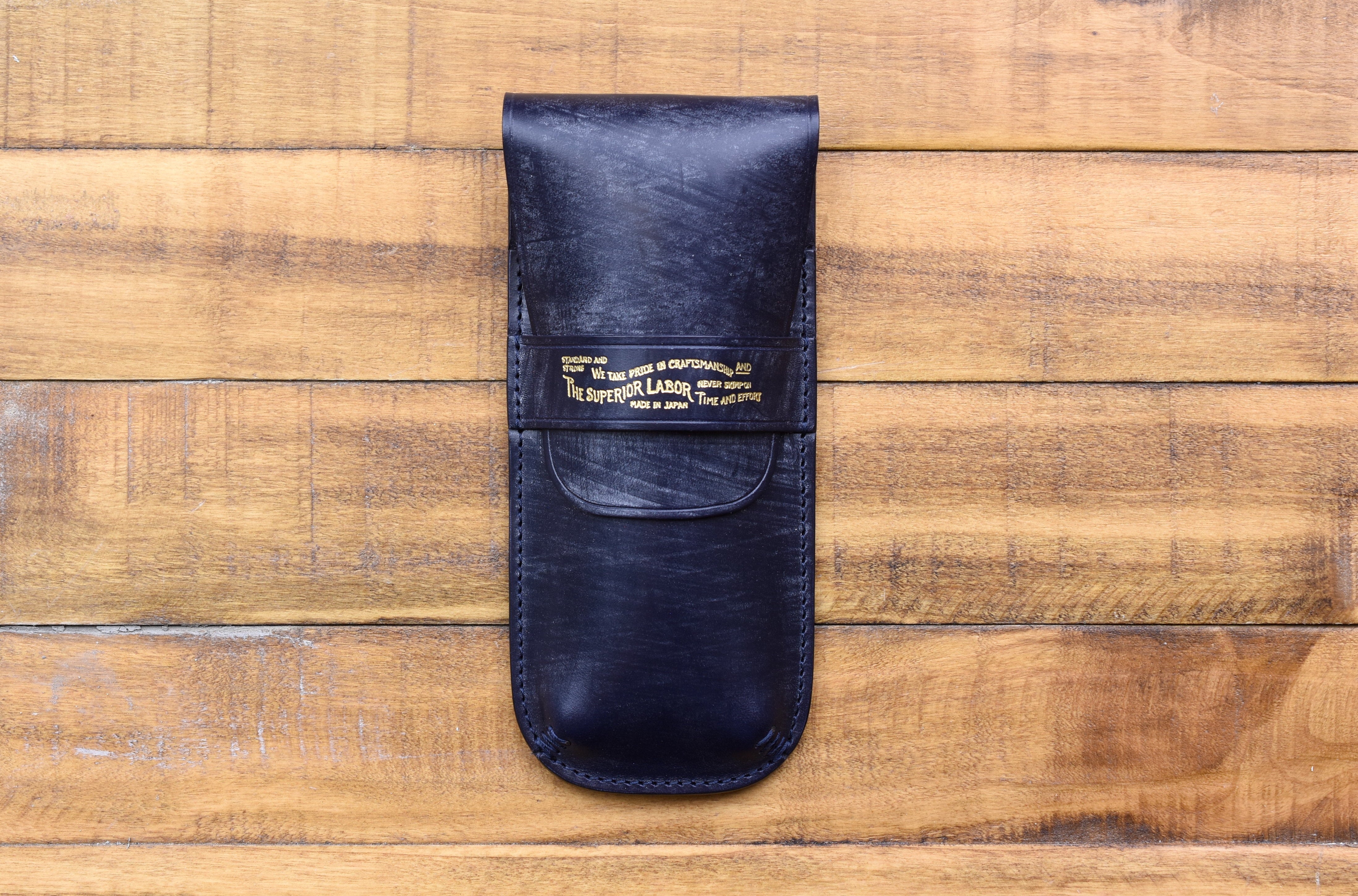 The Superior Labor Bridle Leather Flap Pen Case - Navy