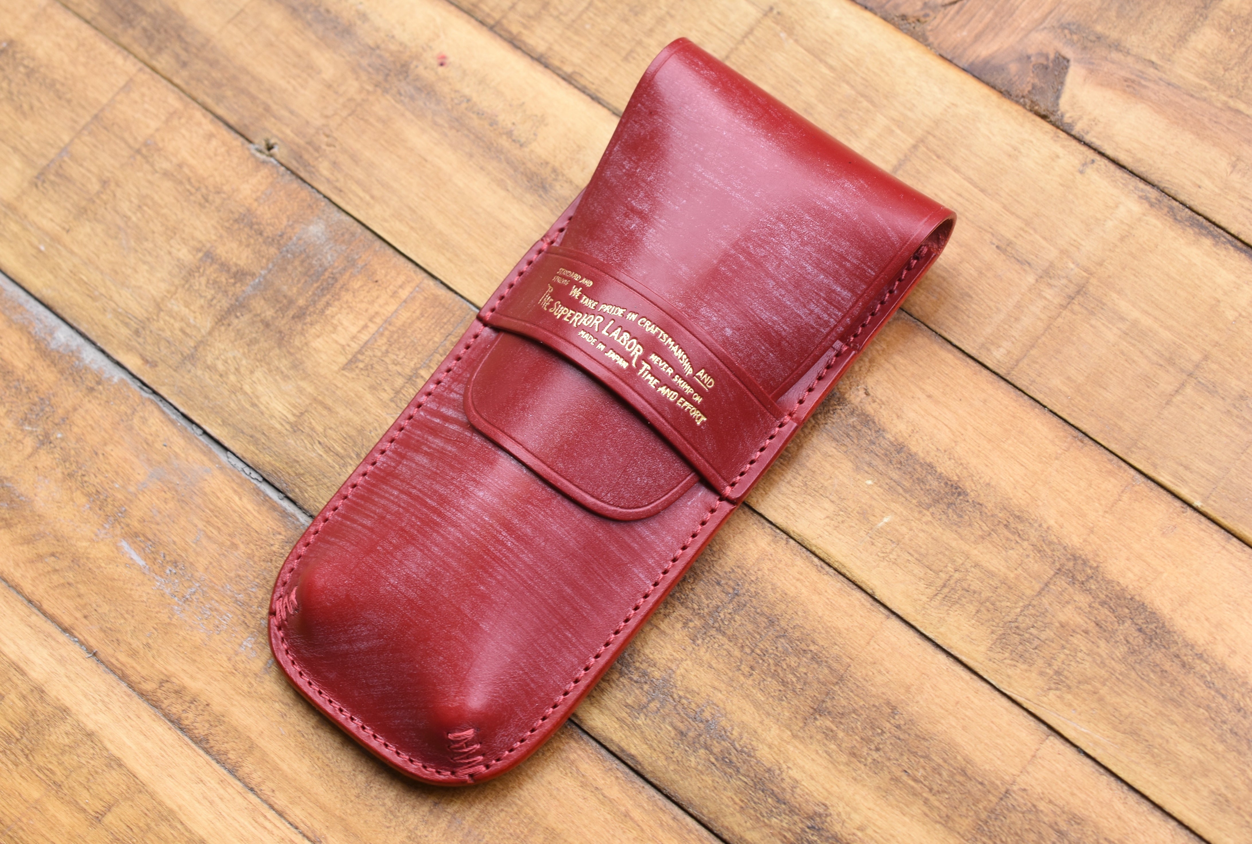 The Superior Labor Bridle Leather Flap Pen Case - Red