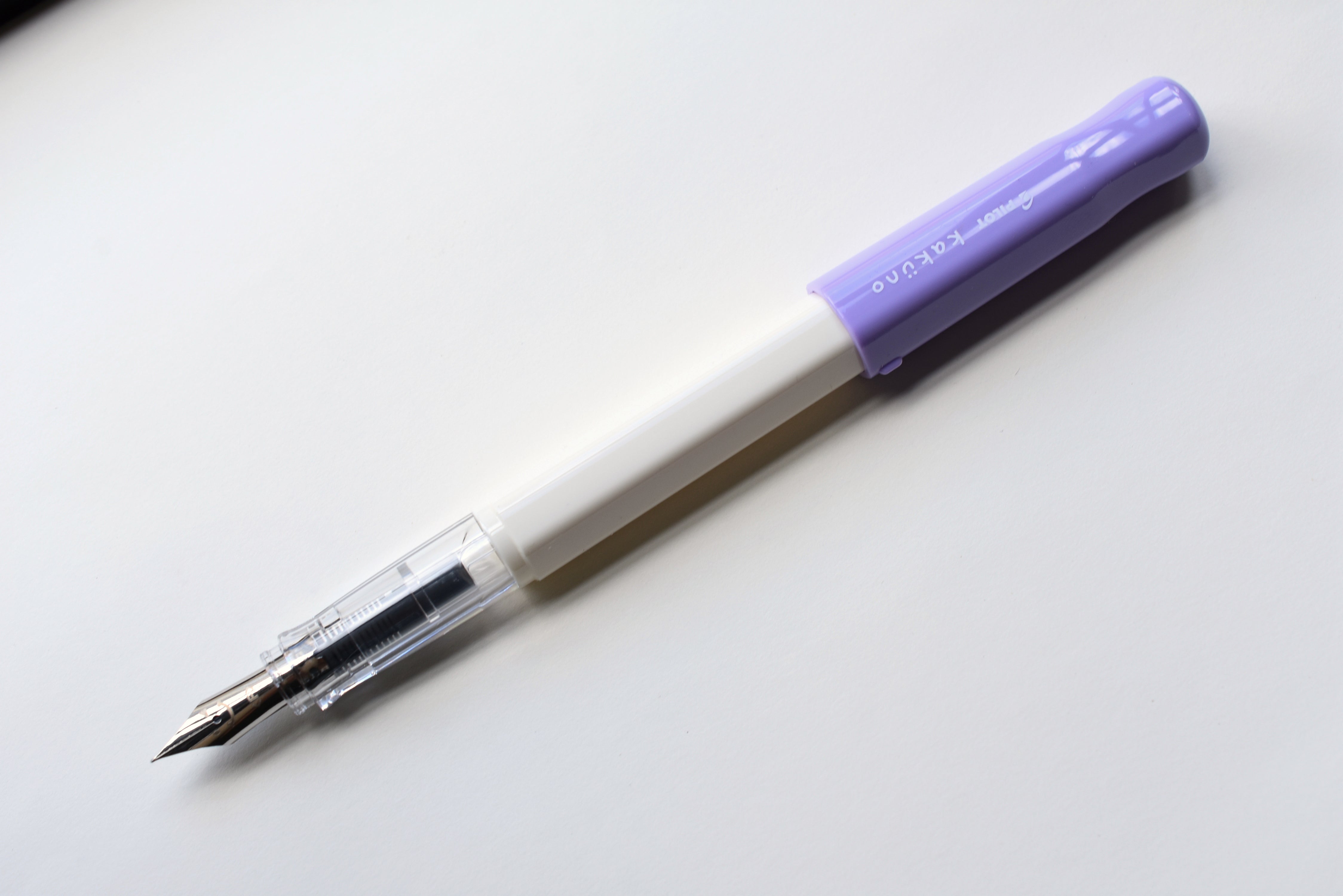 Pilot Kakuno Fountain Pen - White Barrel/Purple Cap - Fine Nib