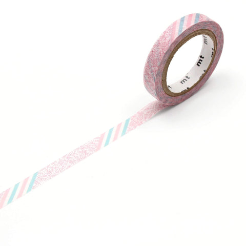 mt Washi Tape - Pink Flower Stripe