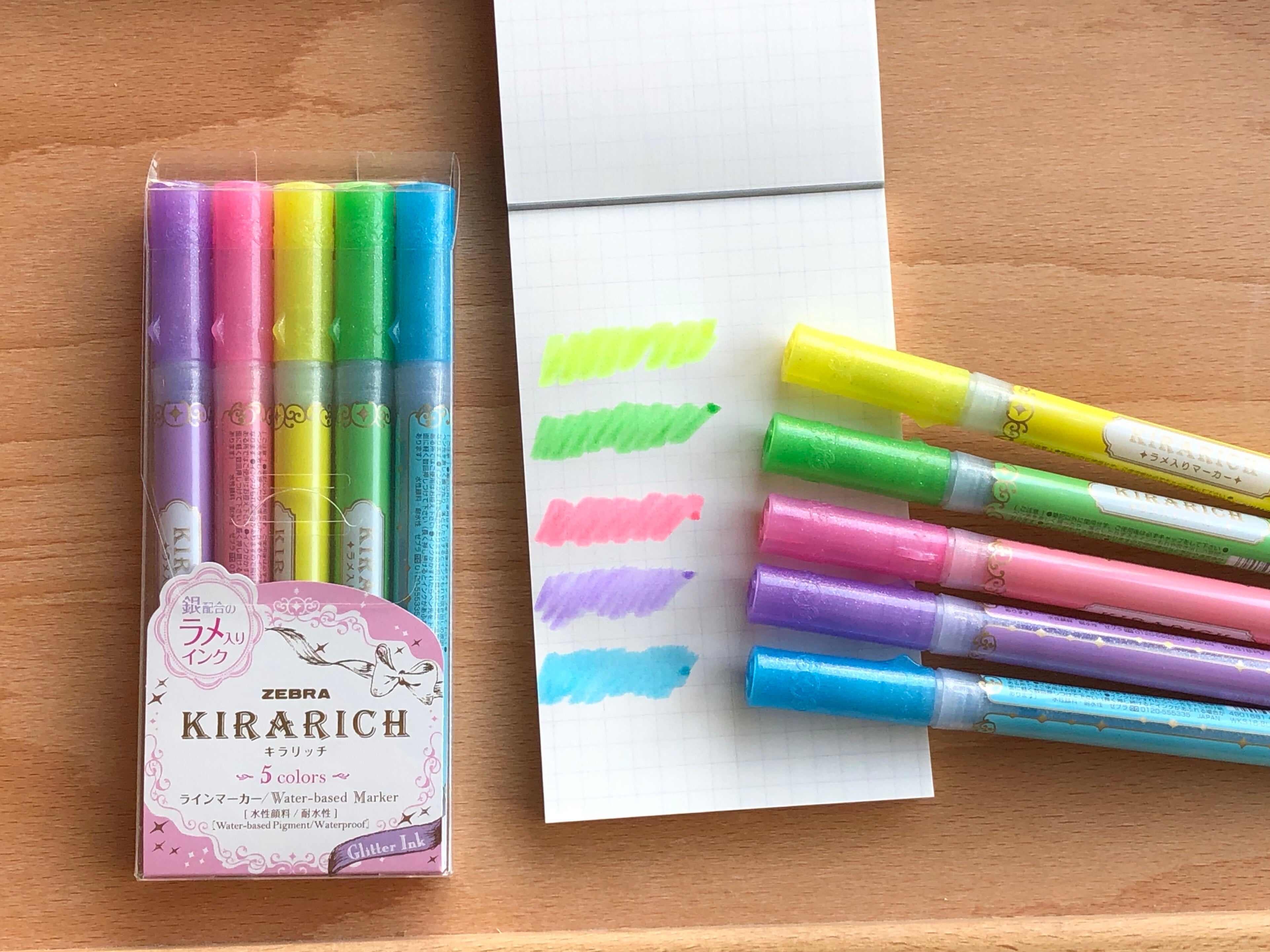 Zebra Glitter Highlighter, Kirarich, Pack of 5