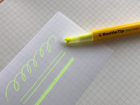 Kokuyo Beetle Tip 3way Highlighter Pen - Yellow